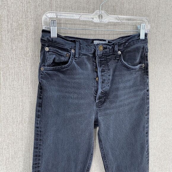 AGOLDE Jeans Womens 27 Faded Black Riley High Waist Straight Crop Button Fly - Picture 7 of 16
